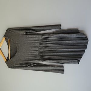 Eloges Gray Long Sleeve Scoop Neck Fit Flare Mini Dress Womens Medium